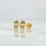 Topos Calavera 1gr / 8mm Circones Negros Oro Amarillo 18K *