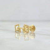 Topos Cuadros Superpuestos 0.85gr / 8mm Circones Blancos Oro Amarillo 18K