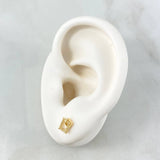 Topos Cuadros Superpuestos 0.85gr / 8mm Circones Blancos Oro Amarillo 18K