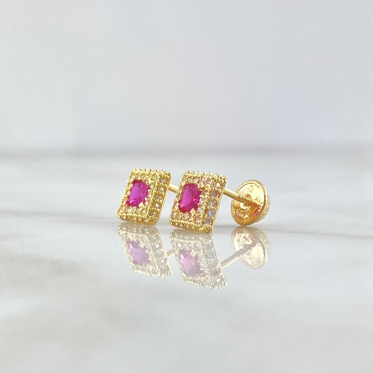 Topos Halo Cuadrado 1.35gr / 7mm Circones Blancos - Fucsias Oro Amarillo 18K *