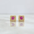 Topos Halo Cuadrado 1.35gr / 7mm Circones Blancos - Fucsias Oro Amarillo 18K *