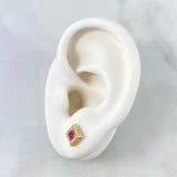 Topos Halo Cuadrado 1.35gr / 7mm Circones Blancos - Fucsias Oro Amarillo 18K *