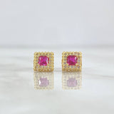 Topos Halo Cuadrado 1.35gr / 7mm Circones Blancos - Fucsias Oro Amarillo 18K *