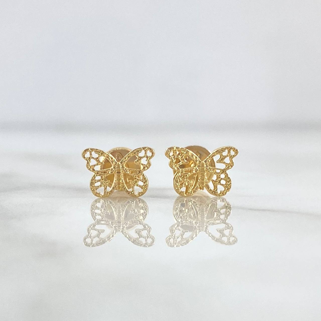 Topos Mariposas 0.85gr / 6mm Texturizadas Oro Amarillo 18K