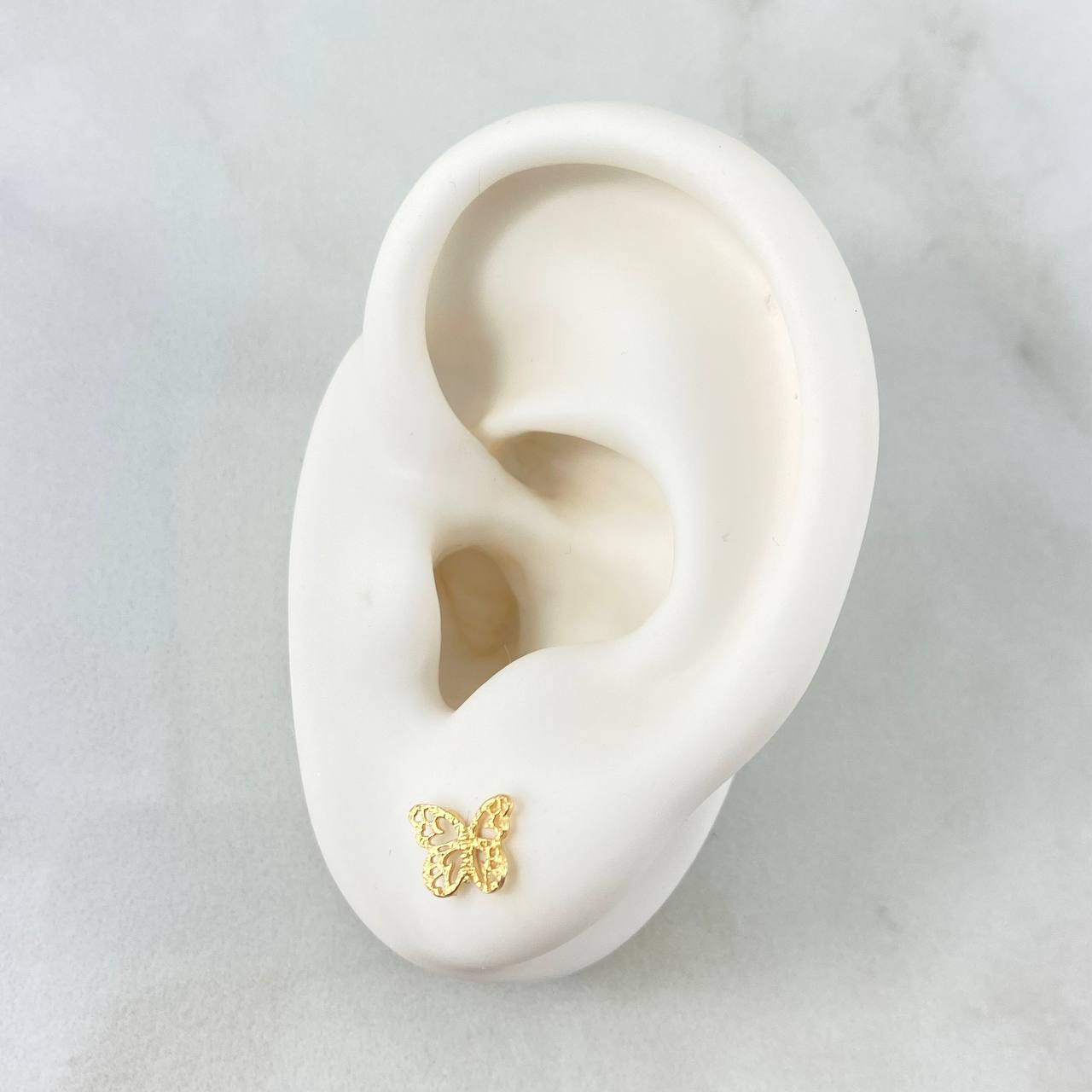 Topos Mariposas 0.85gr / 6mm Texturizadas Oro Amarillo 18K
