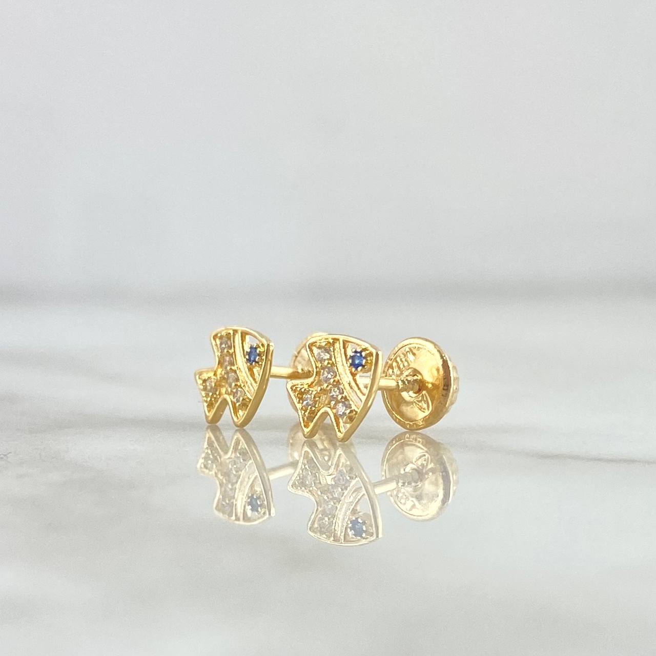 Topos Pez 0.8gr / 7mm Circones Blancos - Ojos Azules Oro Amarillo 18K