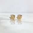 Topos Pez 0.8gr / 7mm Circones Blancos - Ojos Azules Oro Amarillo 18K