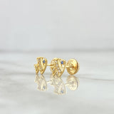 Topos Pez 0.8gr / 7mm Circones Blancos - Ojos Azules Oro Amarillo 18K