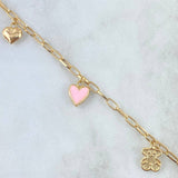 Pulso Cajón 4.4gr / 18cm / "Corazón-Oso-Corazón Rosado-Corazón-Oso" Oro Amarillo 18K ©
