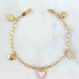 Pulso Cajón 4.4gr / 18cm / "Corazón-Oso-Corazón Rosado-Corazón-Oso" Oro Amarillo 18K ©