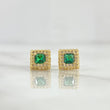 Topos Halo Cuadrado 1.35gr / 7mm Circones Blancos - Verdes Oro Amarillo 18K