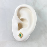 Topos Halo Cuadrado 1.35gr / 7mm Circones Blancos - Verdes Oro Amarillo 18K