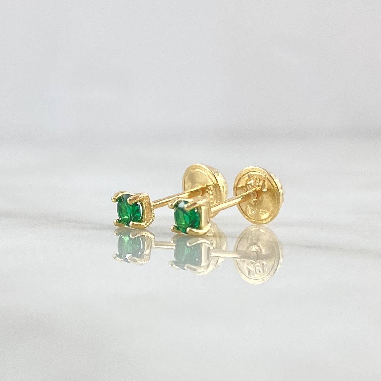 Topos Caja 0.7gr / 3mm Circones Verdes Oro Amarillo 18K (Joya)