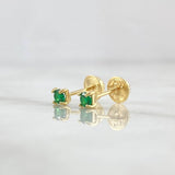 Topos Caja 0.7gr / 3mm Circones Verdes Oro Amarillo 18K (Joya)
