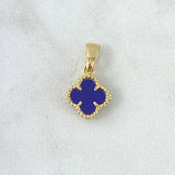 Dije Trébol Vcya 1.4gr / 1.7cm / Cuarzo Azul Punteado Oro Amarillo 18K