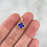 Dije Trébol Vcya 1.2gr / 1.7cm / Cuarzo Azul Punteado Oro Amarillo 18K