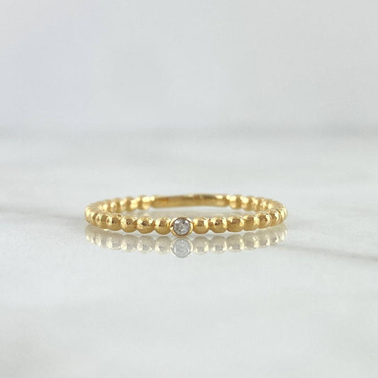 Anillo Solitario Bisel Esferas 1.6gr / T7 / Circon Blanco Oro Amarillo 18K ©