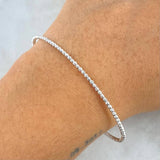 Pulso Aro 3.5gr / 16cm / 2mm Bolas Diamantadas Oro Blanco +4 18K *