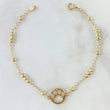 Pulso Aro Seguido Placa Huella 2.55gr / 18cm / 3mm Bolas Diamantadas Oro Amarillo 18K *