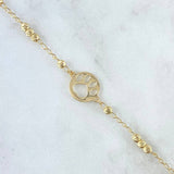 Pulso Aro Seguido Placa Huella 2.55gr / 18cm / 3mm Bolas Diamantadas Oro Amarillo 18K *