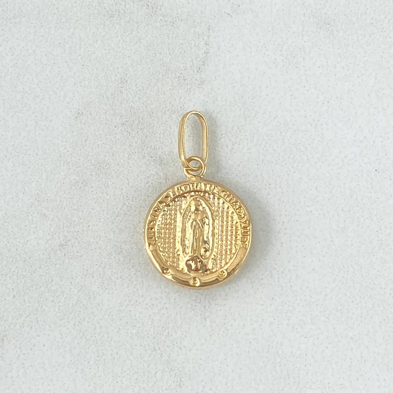 Dije Virgen Guadalupe 0.9gr / 2cm / Lisa - Circulo Texturizado Oro Amarillo 18K