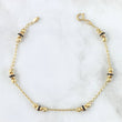 Pulso Trio 2.2gr / 17.5cm / 3mm - 3.5mm Bolas Diamantadas - Cauchos Negros Oro Amarillo 18K