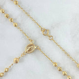 Rosario Virgen Guadalupe 6.1gr / 45cm / 3mm - 4mm Bolas Diamantadas - Cruz Lisa Oro Amarillo 18K