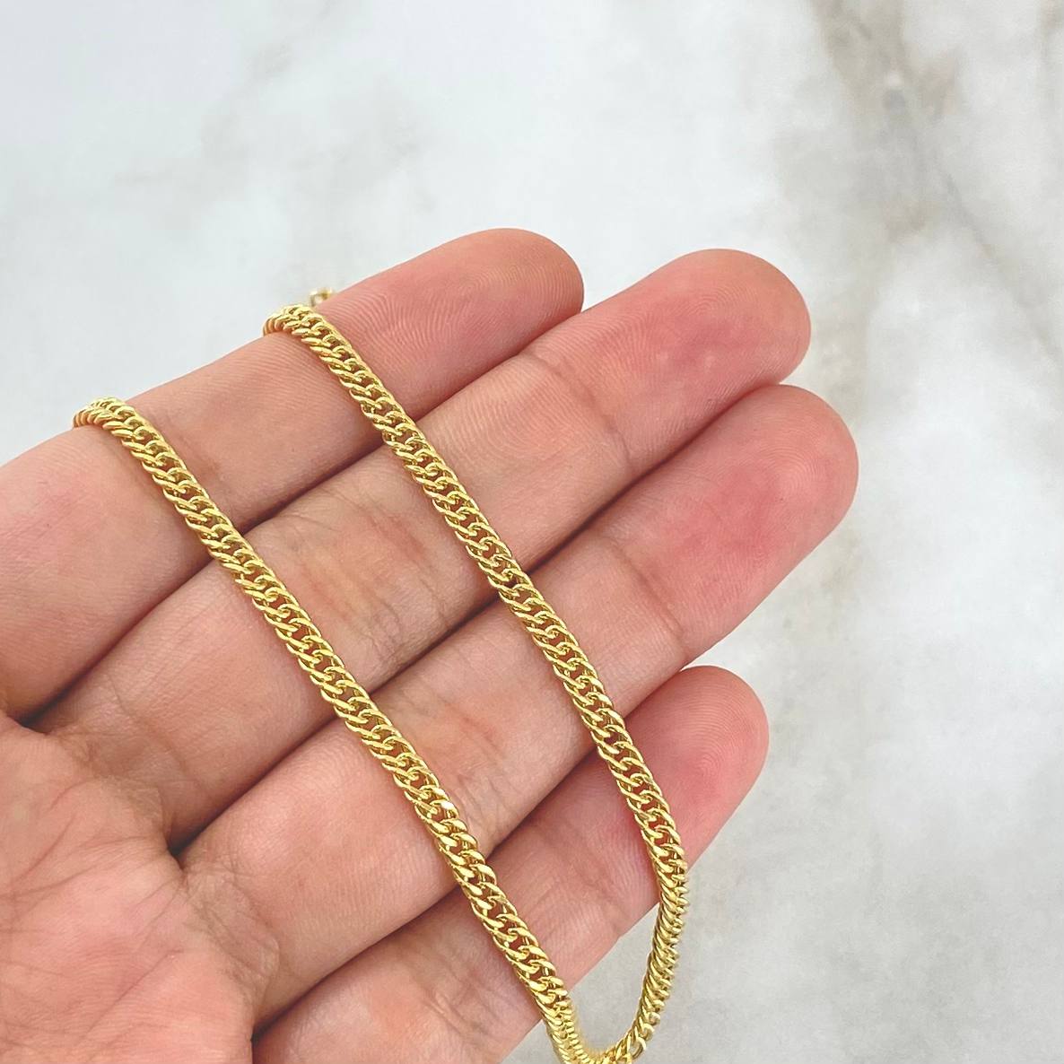Cadena Cubana Reticulada 7.35gr / 60cm / Oro Amarillo +3 18K