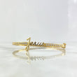 Pulso Aro Jesus 11.95gr / 17cm / 3mm Circones Blancos Oro Amarillo 18K ©