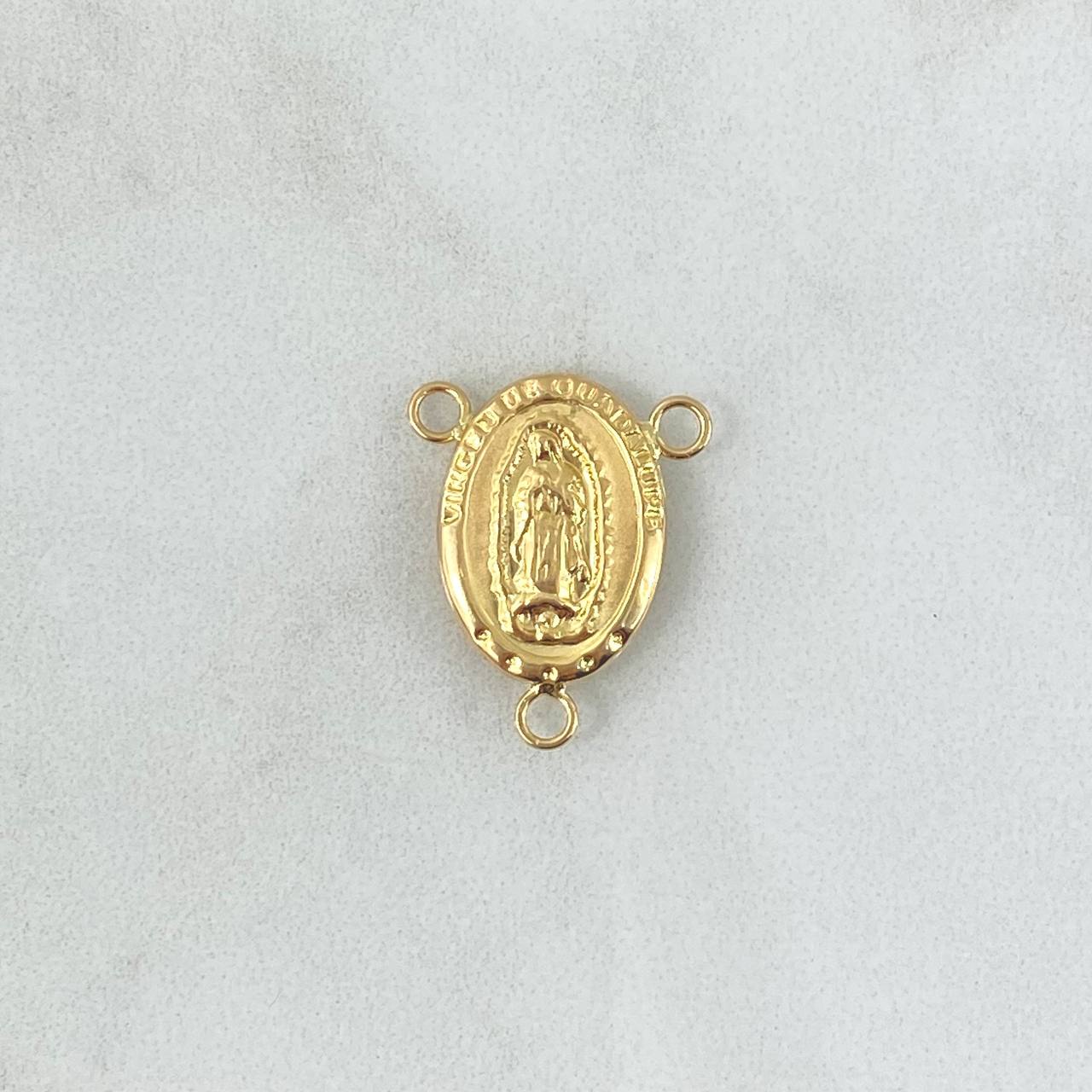 Herraje Crucero Virgen Guadalupe 0.85gr / 1.9cm / Ovalada - Mate - Lisa - Troquelada Oro Amarillo 18K