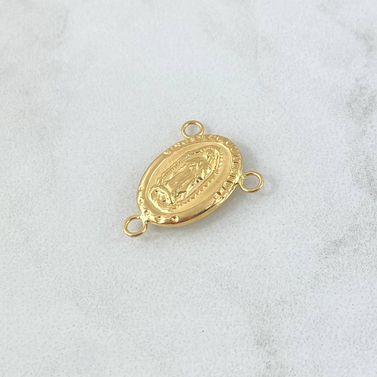 Herraje Crucero Virgen Guadalupe 0.85gr / 1.9cm / Ovalada - Mate - Lisa - Troquelada Oro Amarillo 18K