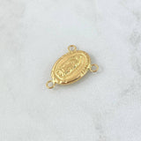 Herraje Crucero Virgen Guadalupe 0.85gr / 1.9cm / Ovalada - Mate - Lisa - Troquelada Oro Amarillo 18K