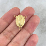 Herraje Crucero Virgen Guadalupe 0.85gr / 1.9cm / Ovalada - Mate - Lisa - Troquelada Oro Amarillo 18K