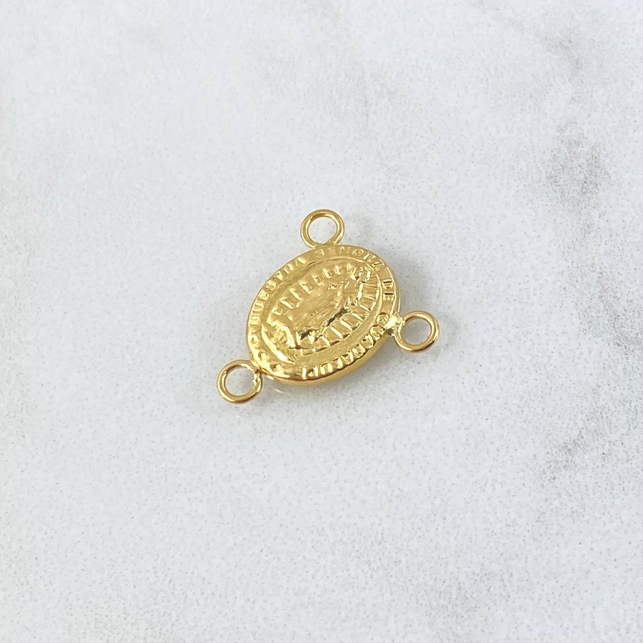 Herraje Crucero Virgen Guadalupe 0.55gr / 1.5cm / Ovalada - Mate - Lisa - Troquelada Oro Amarillo 18K
