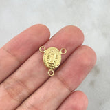 Herraje Crucero Virgen Guadalupe 0.55gr / 1.5cm / Ovalada - Mate - Lisa - Troquelada Oro Amarillo 18K