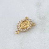 Herraje Crucero Virgen Milagrosa 1.3gr / 1.6cm / Circones Blancos Oro Amarillo 18K