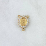 Herraje Crucero Virgen Milagrosa 1.3gr / 1.6cm / Circones Blancos Oro Amarillo 18K