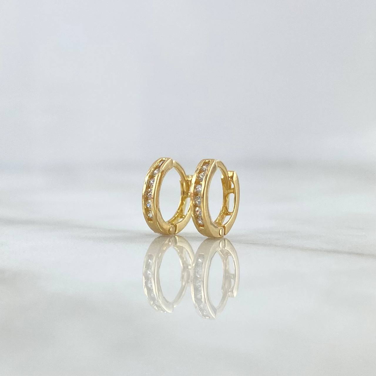 Candongas Carril 1.25gr / 1cm / Circones Blancos Oro Amarillo 18K