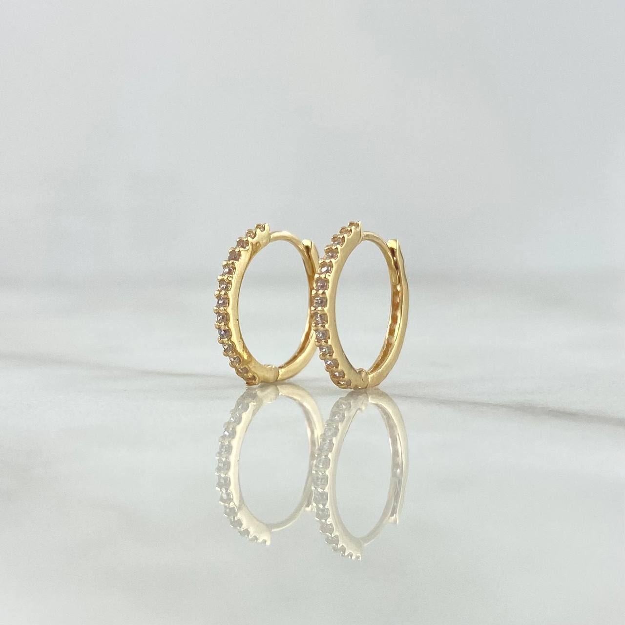 Candongas Lineales 1.35gr / 1.2cm / Circones Blancos Oro Amarillo 18K ©