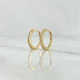 Candongas Lineales 1.35gr / 1.2cm / Circones Blancos Oro Amarillo 18K ©