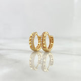 Candongas Lineales Triangulos 3.2gr / 1.2cm / Circones Blancos Oro Amarillo 18K ©