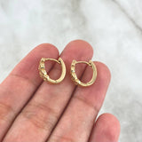 Candongas Olas 2.75gr / 1cm / Circones Blancos Oro Amarillo 18K *