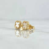 Topos Trébol VCyA 2.05gr / 7mm Nacar Blanco Punteado Oro Amarillo 18K Nac.Esp.