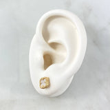 Topos Trébol VCyA 2gr / 7mm Nacar Blanco Punteado Oro Amarillo Nac.Esp. 18K ©