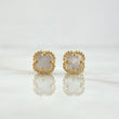 Topos Trébol VCyA 2gr / 7mm Nacar Blanco Punteado Oro Amarillo Nac.Esp. 18K ©