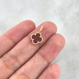 Dije Trébol VCyA 1.25gr / 1.7cm / 10mm Ambar Rojo Punteado Oro Amarillo Nac.Esp. 18K ©