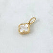 Dije Trébol VCyA 1.6gr / 1.8cm / Nacar Blanco Punteado Oro Amarillo Nac.Esp. 18K *