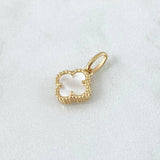 Dije Treból VCyA 1.6gr / 1.9mm Nacar Blanco Punteado Oro Amarillo Nac.Esp. 18K *
