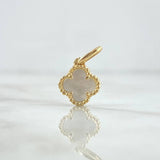 Dije Treból VCyA 1.6gr / 1.9mm Nacar Blanco Punteado Oro Amarillo Nac.Esp. 18K *