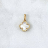 Dije Treból VCyA 1.6gr / 1.9mm Nacar Blanco Punteado Oro Amarillo Nac.Esp. 18K *